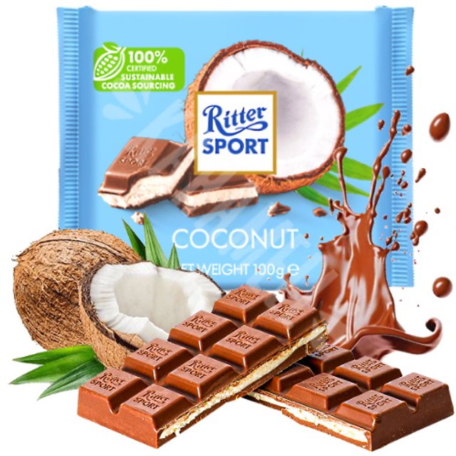 Chocolate Ritter Sport Coconut Milk - Importado Alemanha