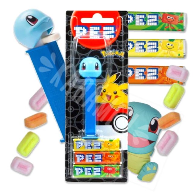 Pez Pokémon Squirtle - Pastilhas + Dispenser - Importado da Hungria