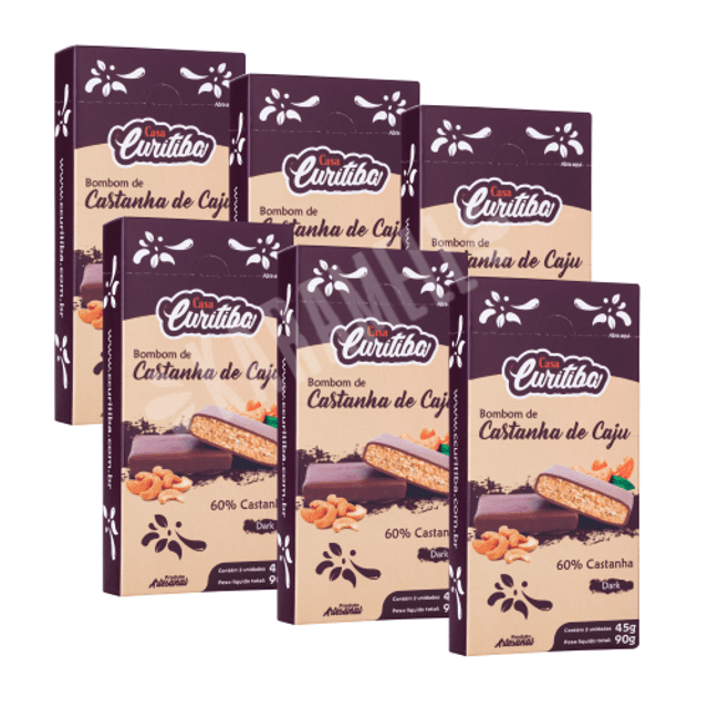 Chocolate Castanha Caju Dark - 60% Castanha - ATACADO 6X