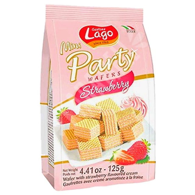 Biscoitos Mini Party Wafers Strawberry Gastone Lago Itália Karamell Store 0324