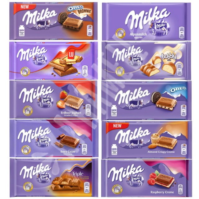 Kit Box B - 10 Chocolates Milka aprox. 100g Importado - Vários Sabores