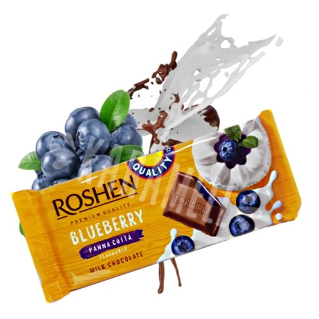Chocolate Roshen ao Leite Recheio Panna Cotta e Blueberry - Hungria