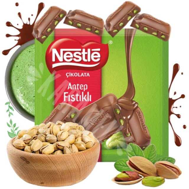 Antep Fistikli - Chocolate ao Leite com Pistache - Nestlé - Turquia 