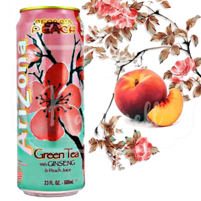 Arizona Georgia Peach Green Tea with Ginseng & Peach Juice - Bebida Importada USA