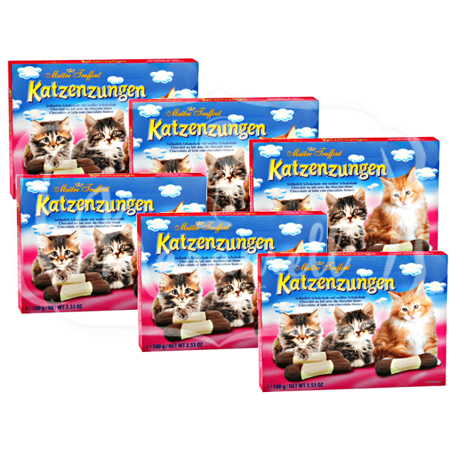 Língua de Gato Katzenzungen Chocolate ao Leite e Branco - ATACADO 6X - Importado