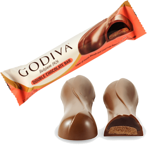 Godiva Double Chocolate Bar - Biscoito de Cacau, Ganache e Chocolate Ao Leite - Importado da Bélgica -35g