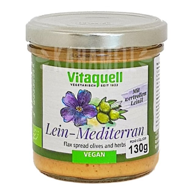 Patê Vegano Linhaça Mediterrâneo & Azeitonas & Ervas - Vitaquell - Alemanha