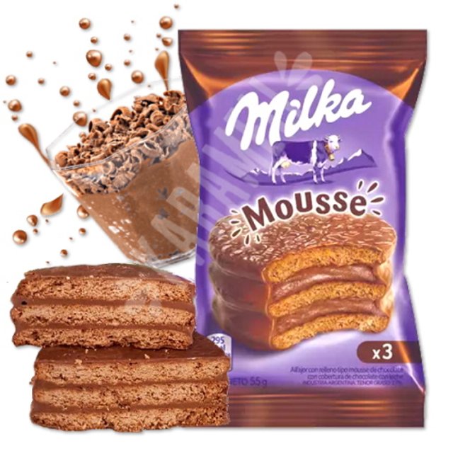 Milka Mousse - Alfajor x3 Camadas - Recheado com Mousse de Chocolate
