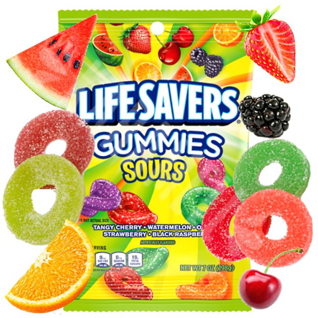 Balas Gummies Sours Sabores Sortidos Life Savers EUA Karamell Store