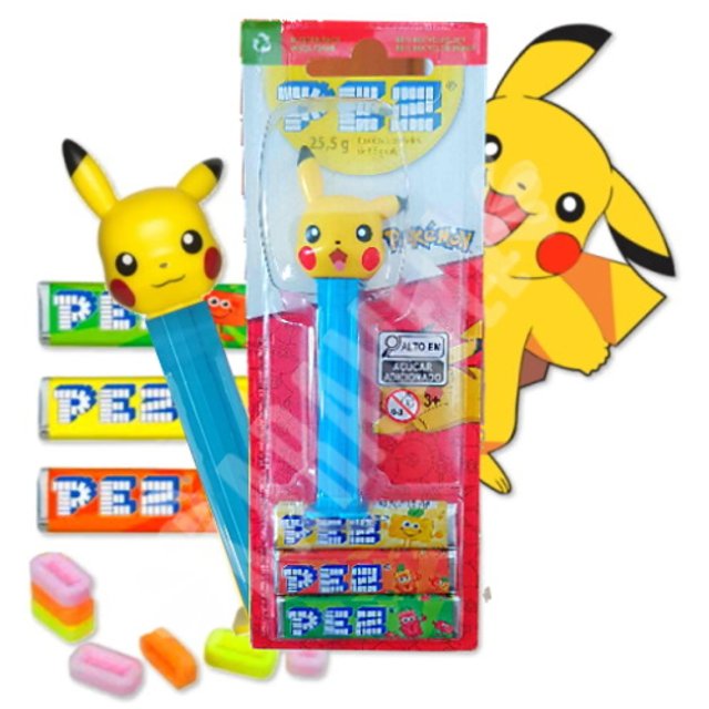 Pez Pokémon Pikachu - Pastilhas + Dispenser - Importado da Hungria  