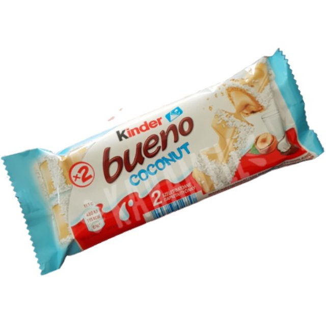 Kinder Bueno Coconut - Biscoito Chocolate & Coco e Avelãs - Alemanha 