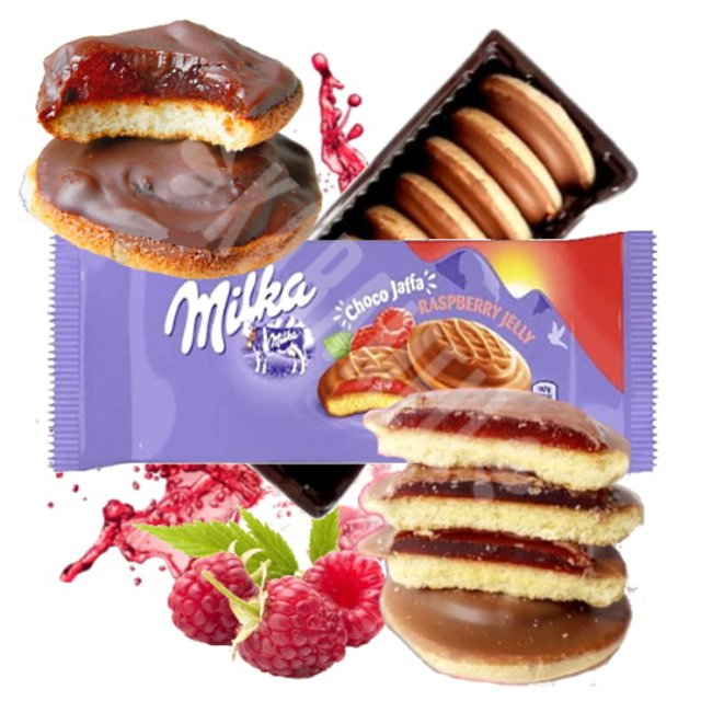 Choco Jaffa Raspberry Biscoito Choco Jaffa Raspberry Jelly - Milka - Importado Romênia ...