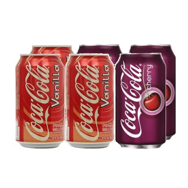 Refrigerantes Importados dos EUA - KIT 6 Latas - 3 Coca Cola Vanilla - 3 Coca Cola Cherry