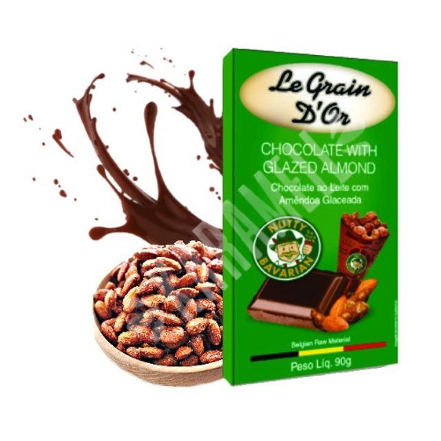 Chocolate Leite Nutty Bavarian Amêndoa Glaceada - Le Grain D'or - Bélgica