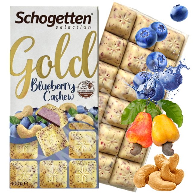 Chocolate Schogetten Gold Blueberry Cashew - Importado Alemanha