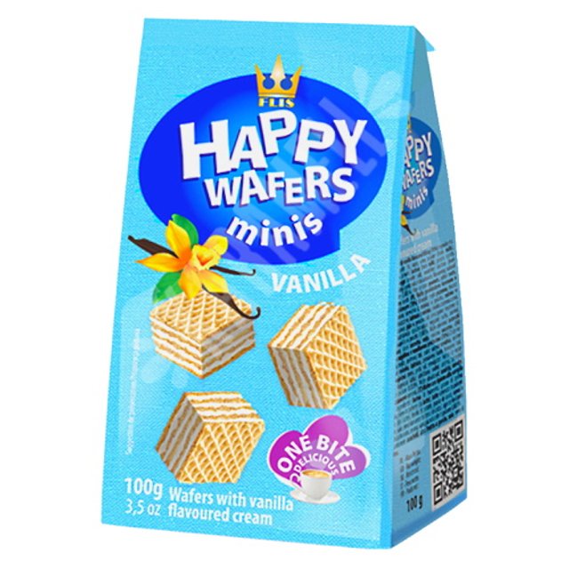 Biscoitos Wafers Minis Vanilla - Happy - Importado Polônia