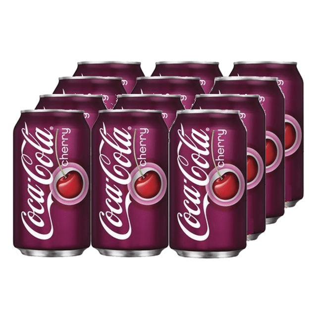 Refrigerantes Importados dos EUA - KIT 12 Latas - Coca Cola Cherry - Sabor Cereja