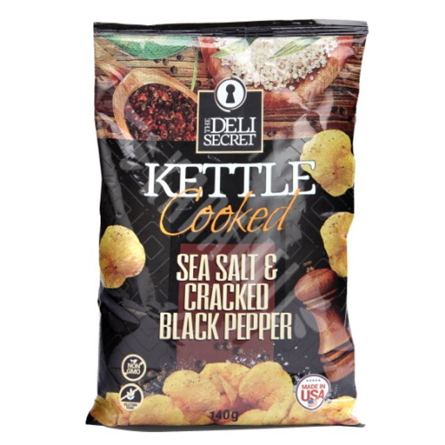 Batata Chips Sea Salt & Black Pepper - The Deli Secret - Importado EUA