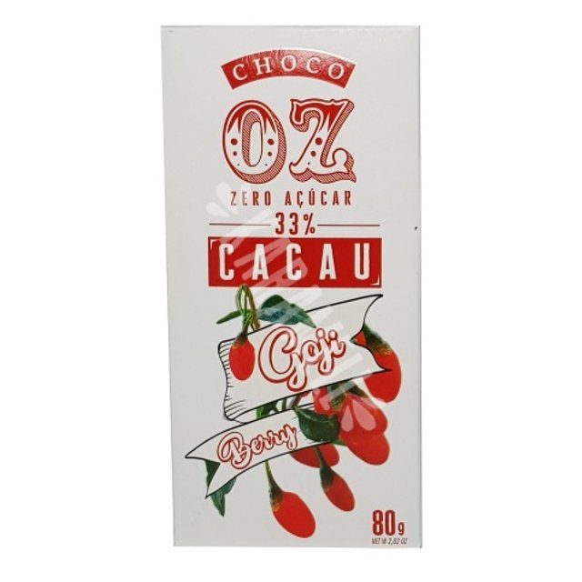 Chocolate 33% Cacau Zero Açúcar Goji Berry - Choco Oz