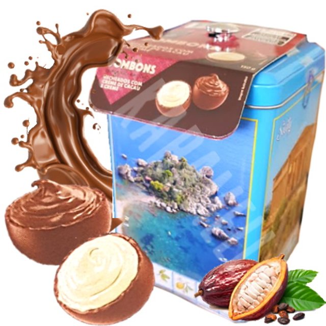 Bombons Chocolate ao Leite Recheados - Lata Sicily - Importado Itália