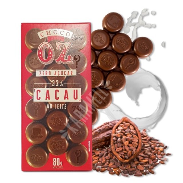Chocolate 33% Cacau ao Leite Zero Açúcar - Choco Oz