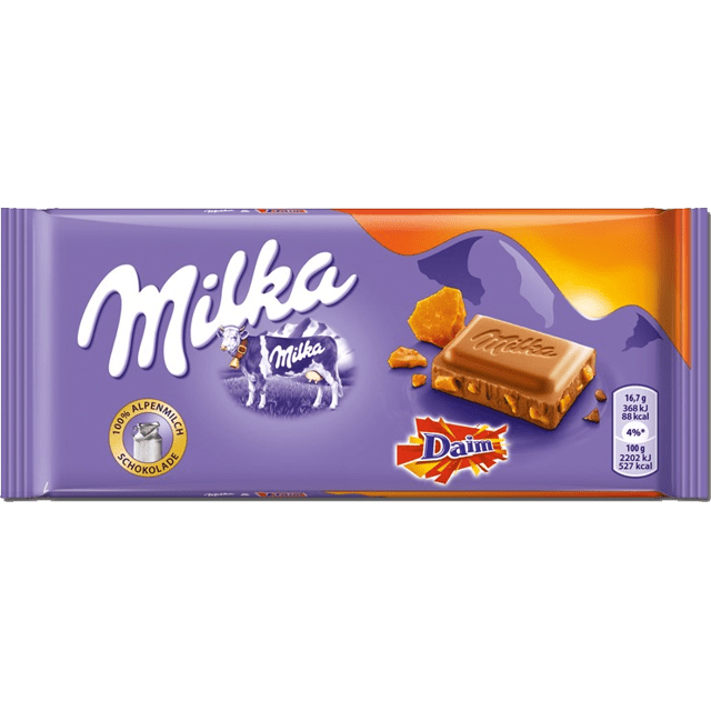 Milka Daim - Chocolate ao Leite & Cristais de Caramelo - Importado da Áustria - 100g