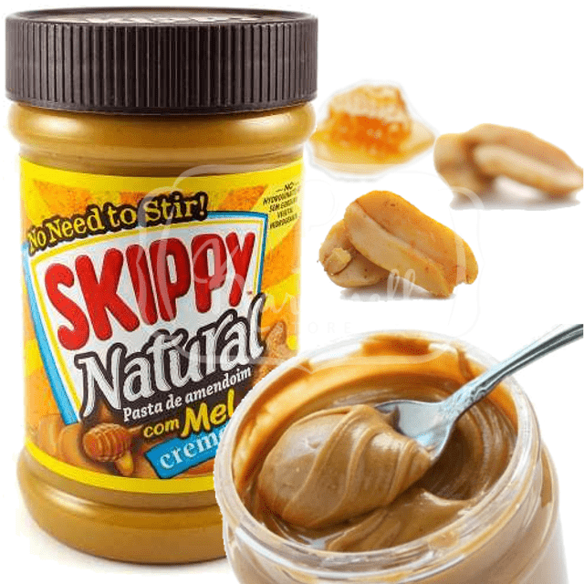 SKIPPY Natural - Pasta Amendoim Super Cremosa Com Mel - Importado EUA