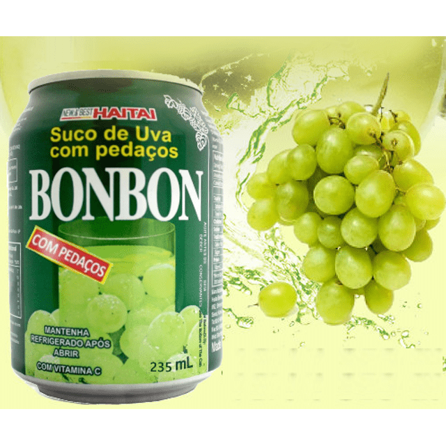 BonBon ATACADO - Kit 6 Latas - Suco de Uva c/ Pedaços de Uva Verde