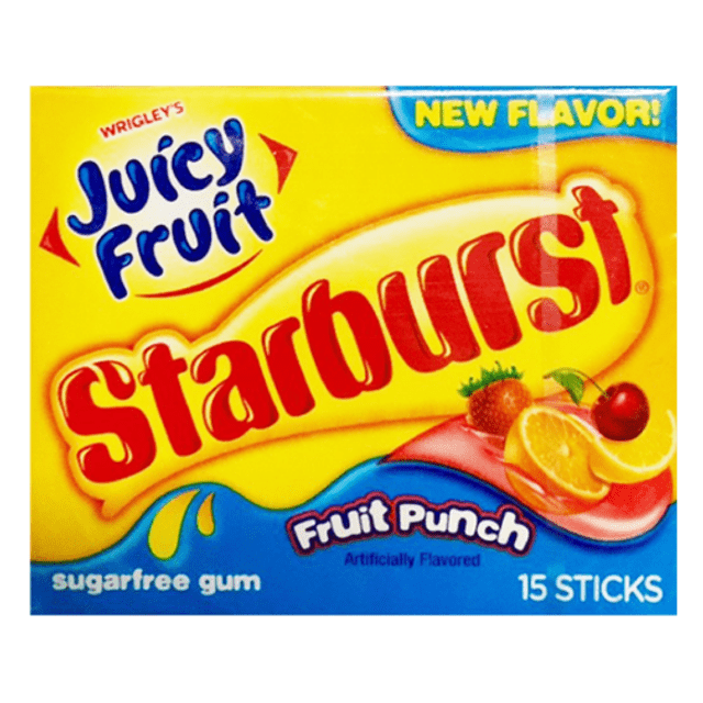 Juicy Fruit Starburst - Chiclete Fruit Punch Sem Açúcar Importado EUA