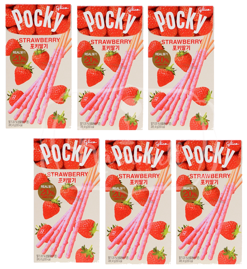 Glico Pocky Strawberry Premium 41g - ATACADO 6X - Importado do