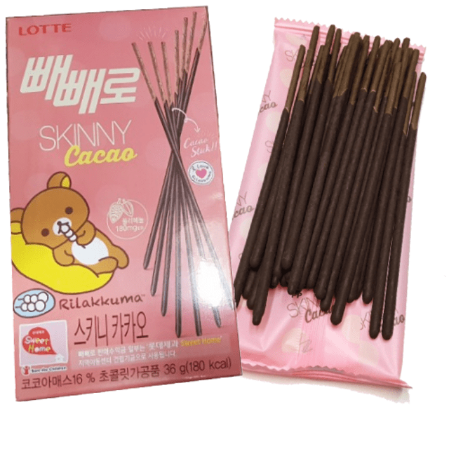 Pepero Skinny Cacao - Lotte - Palitinhos Chocolate Importado da Coreia