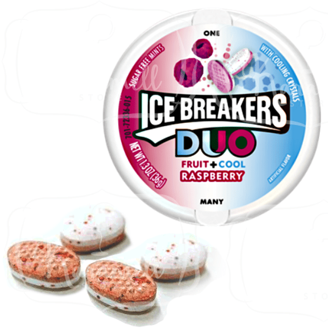 Ice Breakers DUO Raspberry - Sugar Free Mints - Pastilhas Sabor Framboesa - Importado EUA
