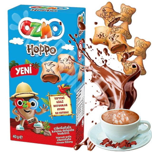 Ozmo Hoppo Cookies - Biscoito Recheio Chocolate - Turquia
