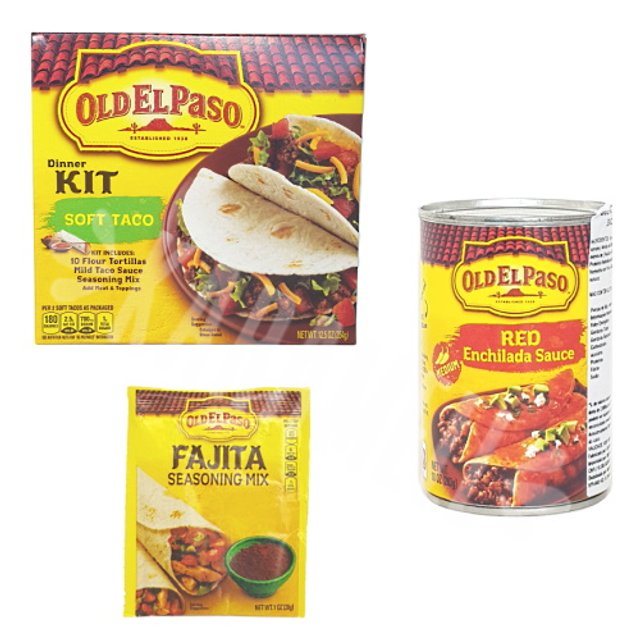 Kit 3 Old El Paso - Tortilla & Molho & Tempero -  EUA