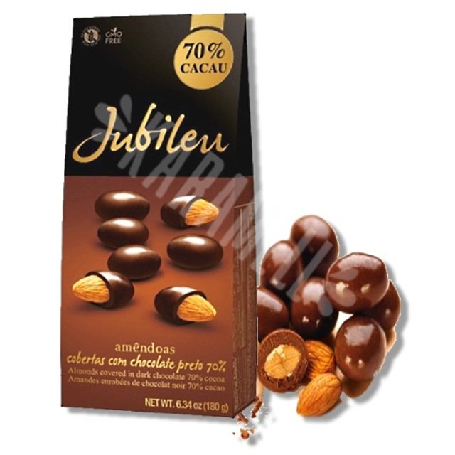 Amendoas cobertas com Chocolate Preto 70% Cacau - Jubileu - Portugal
