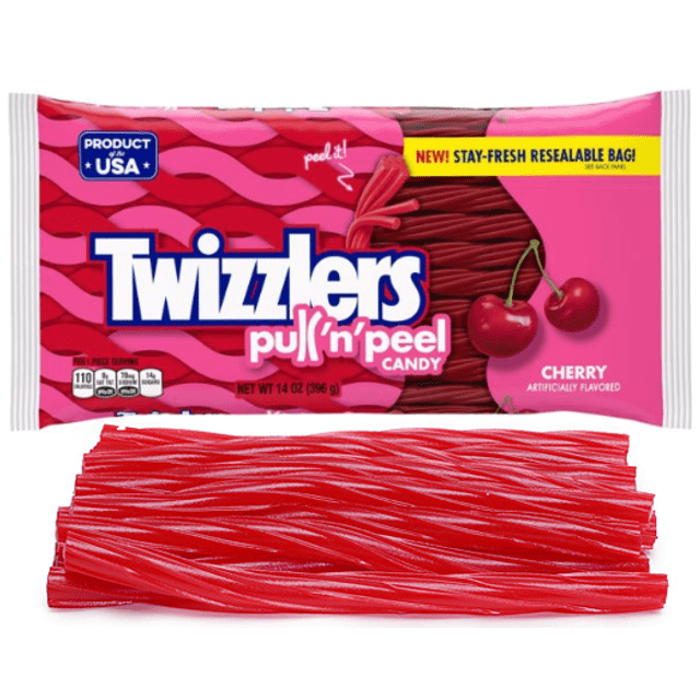 Twizzlers Pull N' Peel Cherry - Cereja - Pacote GIGANTE - Ed. Especial - Importado EUA - 396g