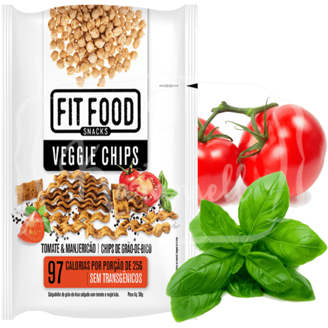 Fit Food Snacks - Salgadinho Vegano - Sabor Tomate e Manjericão