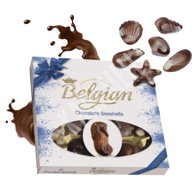 Chocolates Giftbox Belgian Seashells Blue Ribbon - Importado da Bélgica