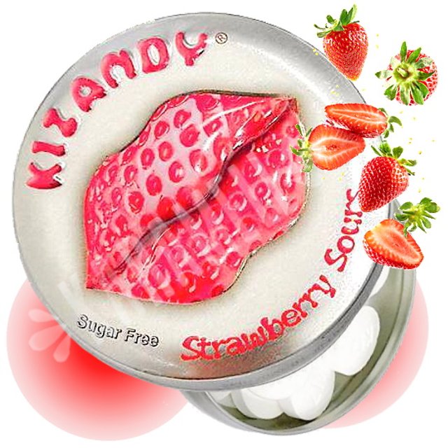 Balas Kizandy Strawberry Sours - Sabor Morango - Importado EUA