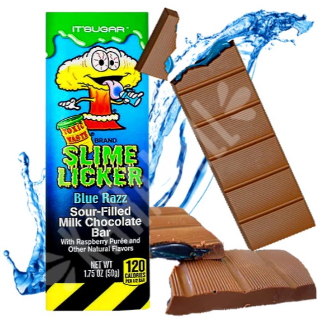 Slime Licker Blue Razz Sour Milk Chocolate Bar Toxic Waste - Espanha ...