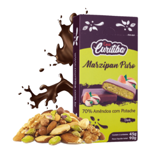 Chocolate Marzipan Dark - 70% Amêndoa com Pistache - Casa Curitiba