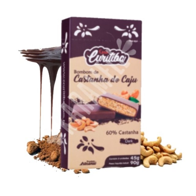 Chocolate Castanha Caju Dark - 60% Castanha - ATACADO 12X