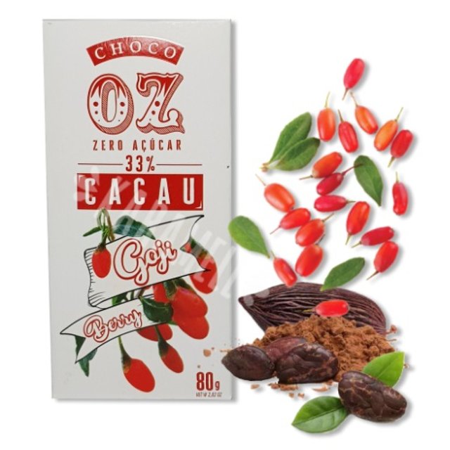 Chocolate 33% Cacau Zero Açúcar Goji Berry - Choco Oz