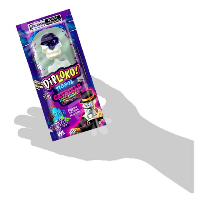 Pirulito Dip Loko Neon Caveiras Mexicanas Uva - Importado | Karamell Store