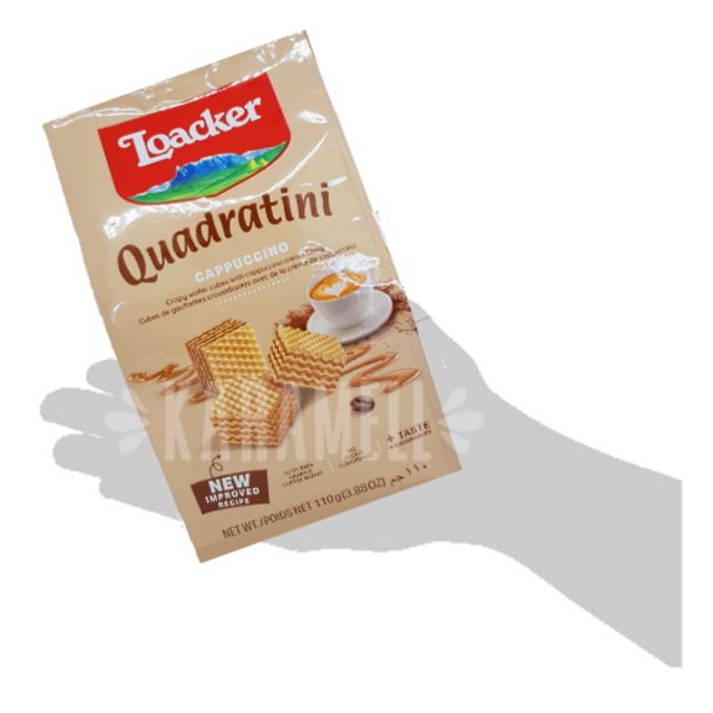  Wafer Quadratini Cream Cappuccino - Loacker - Importado Áustria