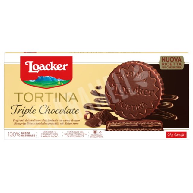 Biscoito Wafer Tortina Triple Chocolate Dark - Loacker - Áustria