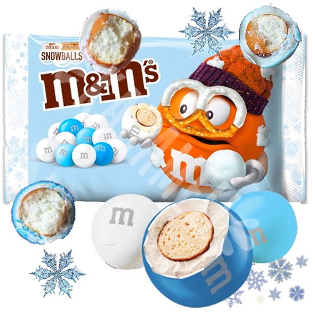 M&Ms Pretzel Snowballs White Chocolate Candies - EUA 