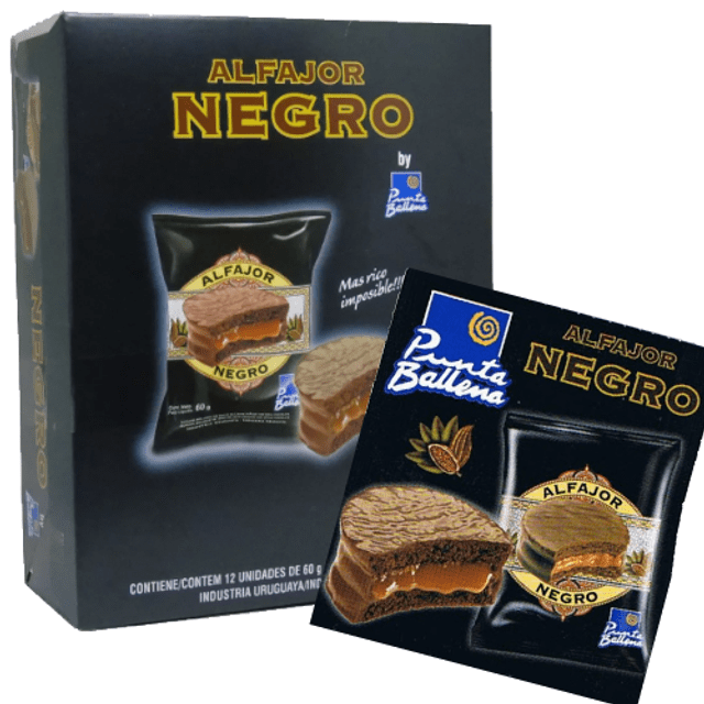 Alfajor Negro Punta Ballena - Atacado - 12 Unidades - Importado do Uruguai