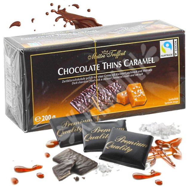 Chocolate Thins Caramel - Maitre Truffout - Importado Áustria