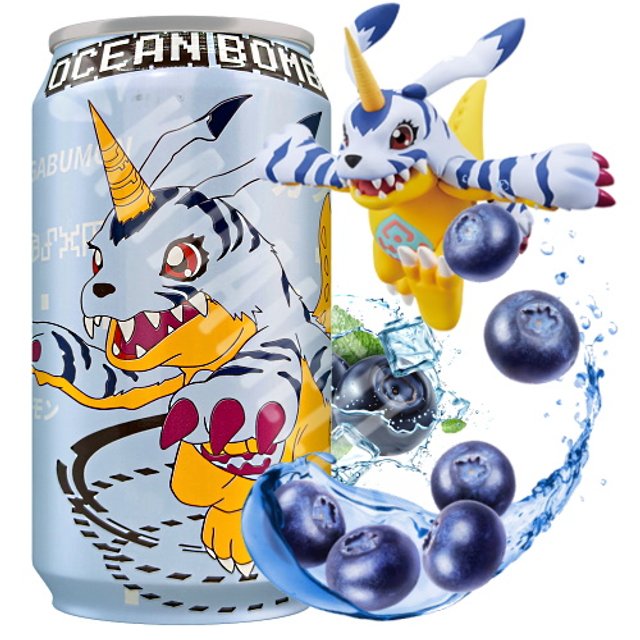 Refrigerante Digimon Gabumon - Sabor Mirtilo - Importado